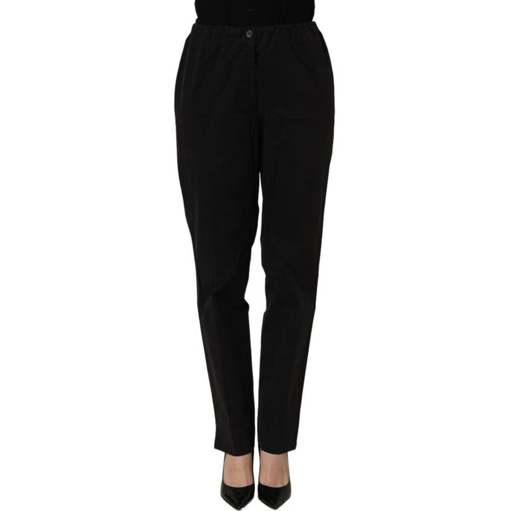 QL2 Black High-Waisted Straight Chino Women Trouser Women's Pants